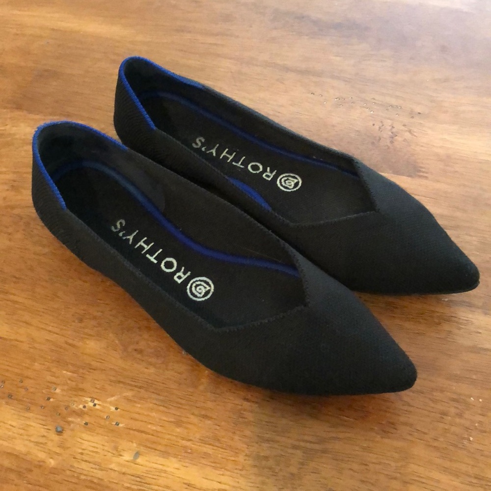 Rothy’s The Point Flats in Black Solid